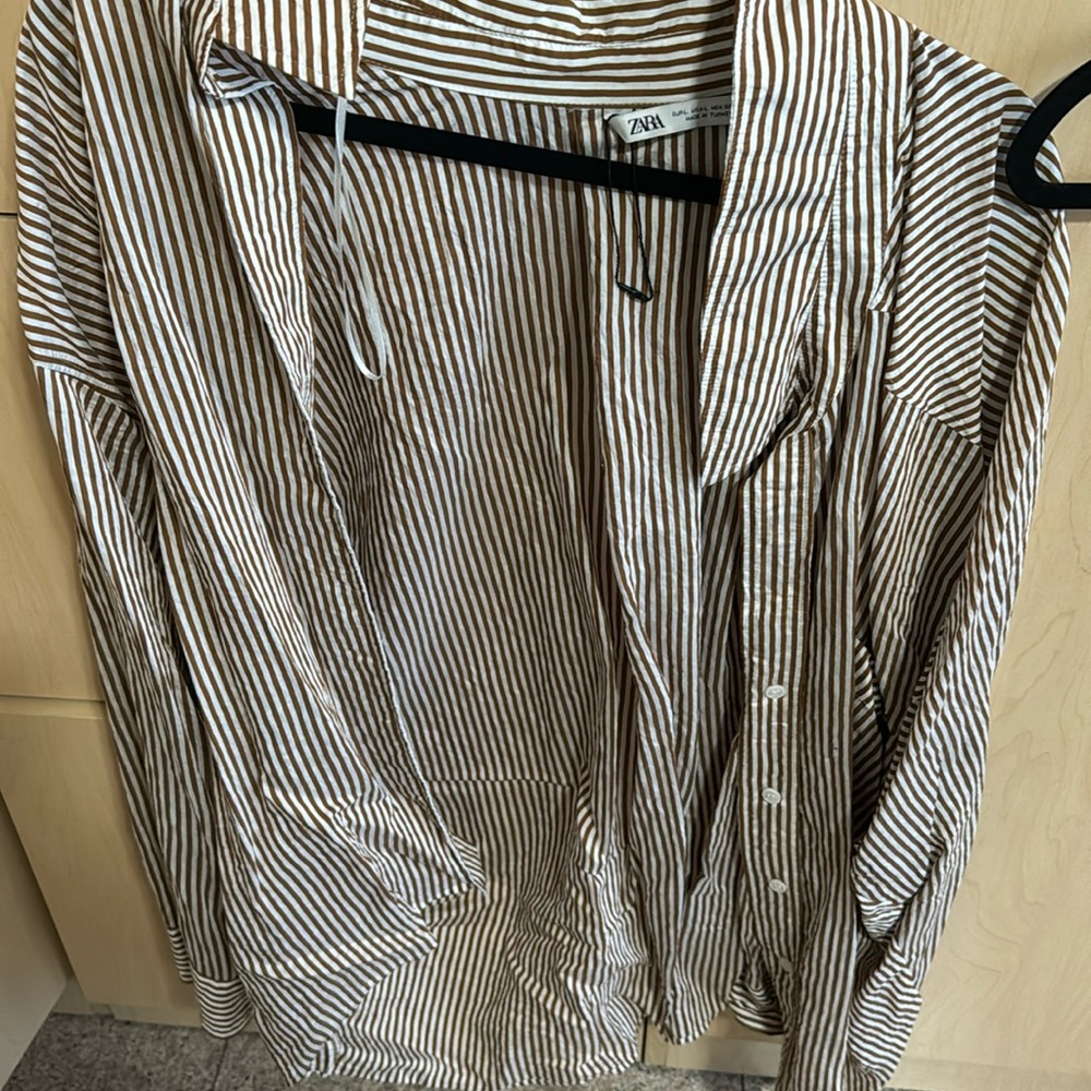 Oversized striped linen shirt